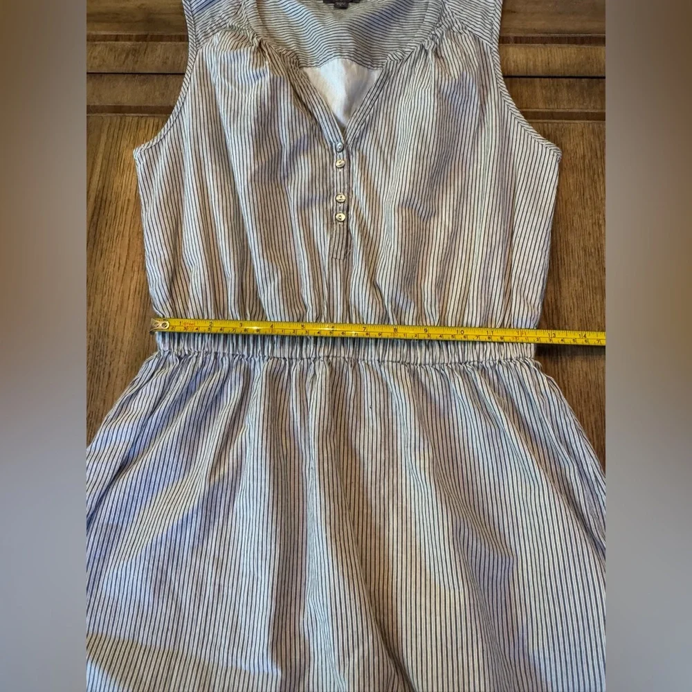 Lilla P Split Neck Striped Sleeveless Lined Cotton Shirt Dress Women’s S Midi - Picture 9 of 14